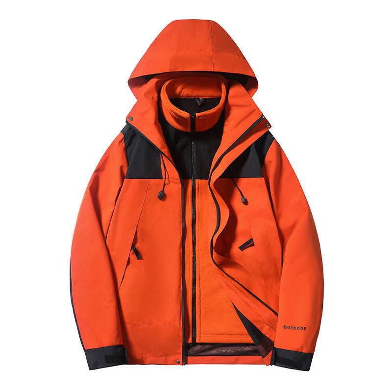 Three-in-one Outdoor Keep Warm Couple Color Matching Shell Jacket