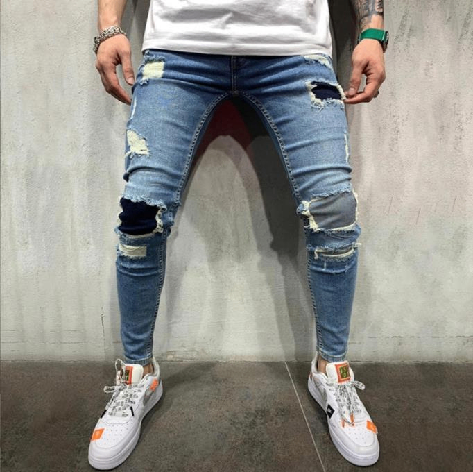Zerok Distressed Patched Denim Jeans