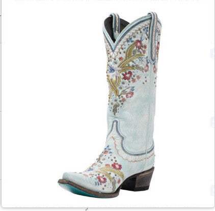 Women's Mid-Heel Ethnic Embroidered Mid-Tube Boots