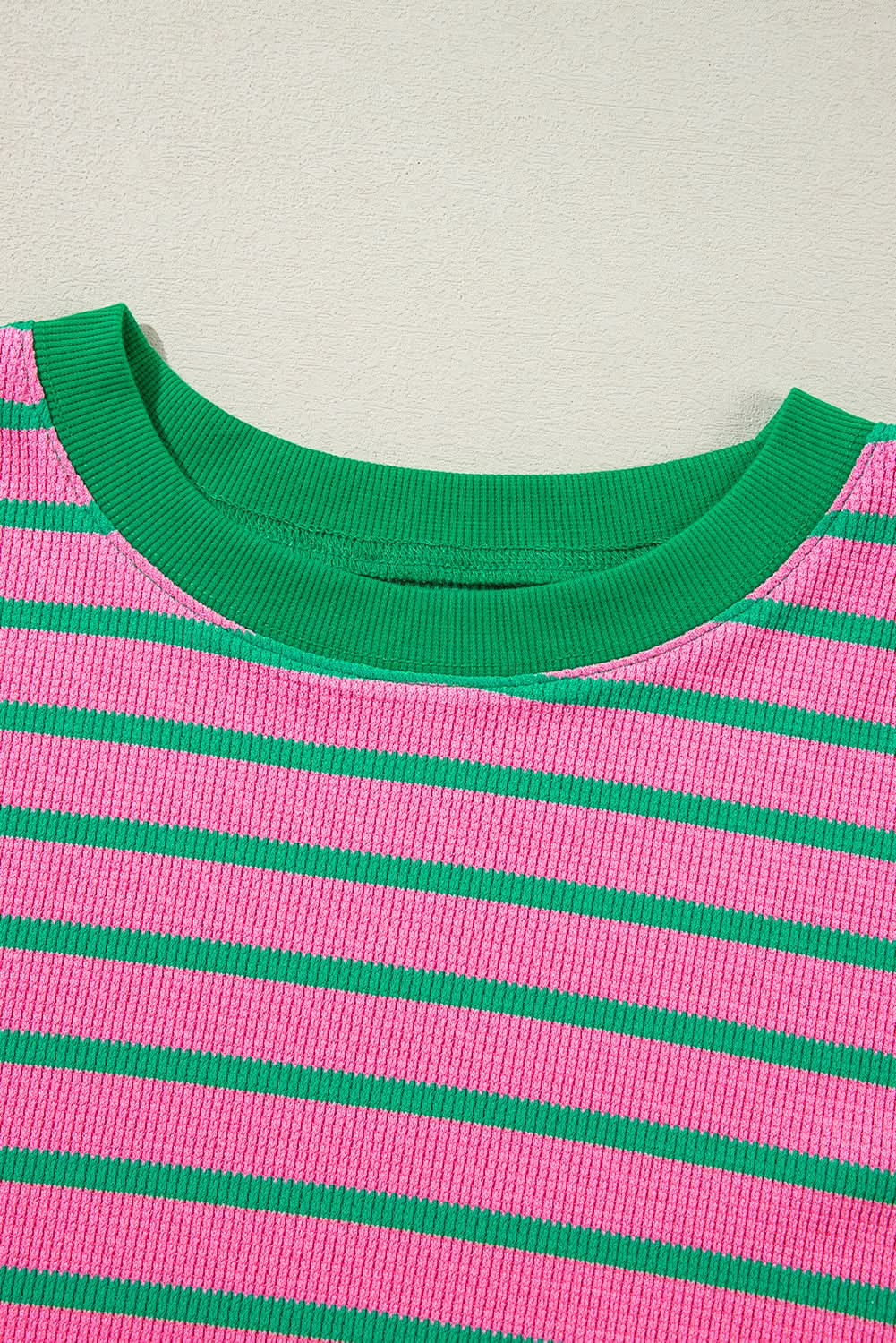 Sweaters Love Salve Pink Stripe Plus Size Women's Sweatshirt Cozy Waffle Knit Crew Neck