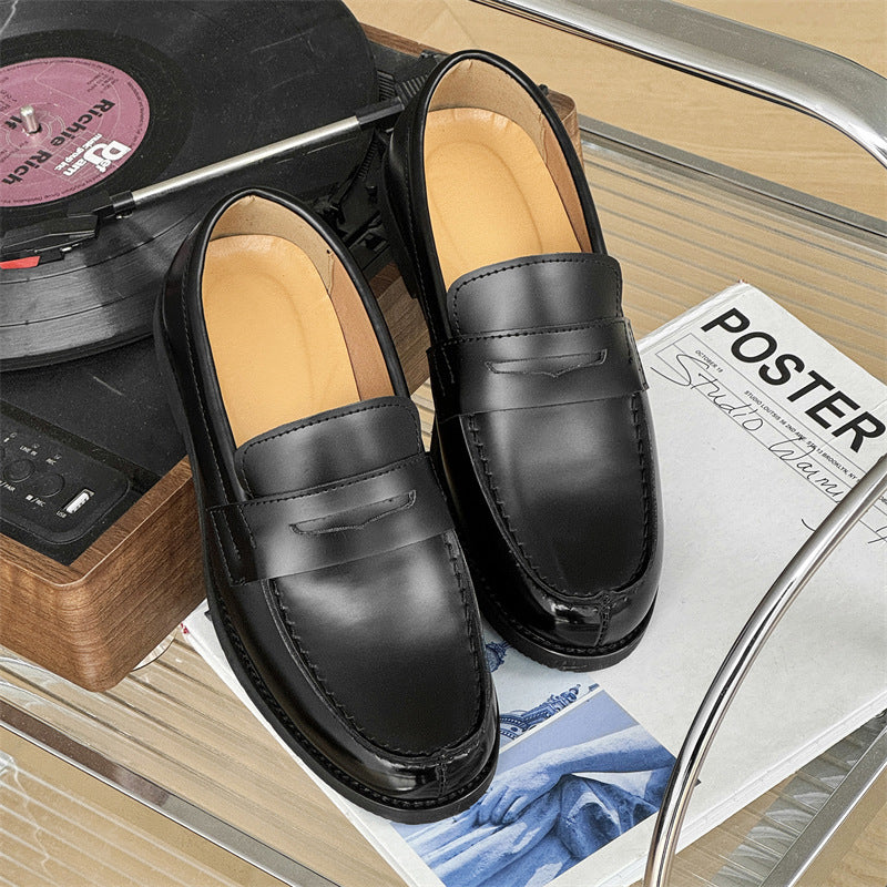Men's Classic Slip-on Black Derby Couple Leather Shoes