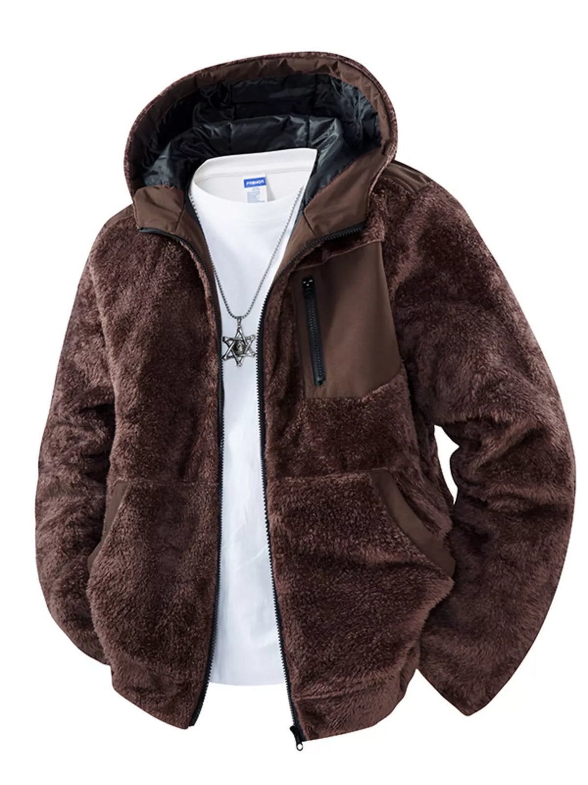 Men's Zip Up Fleece Hooded Jacket