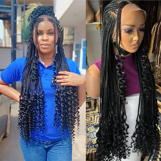 Trenzas fulani con puntas rizadas