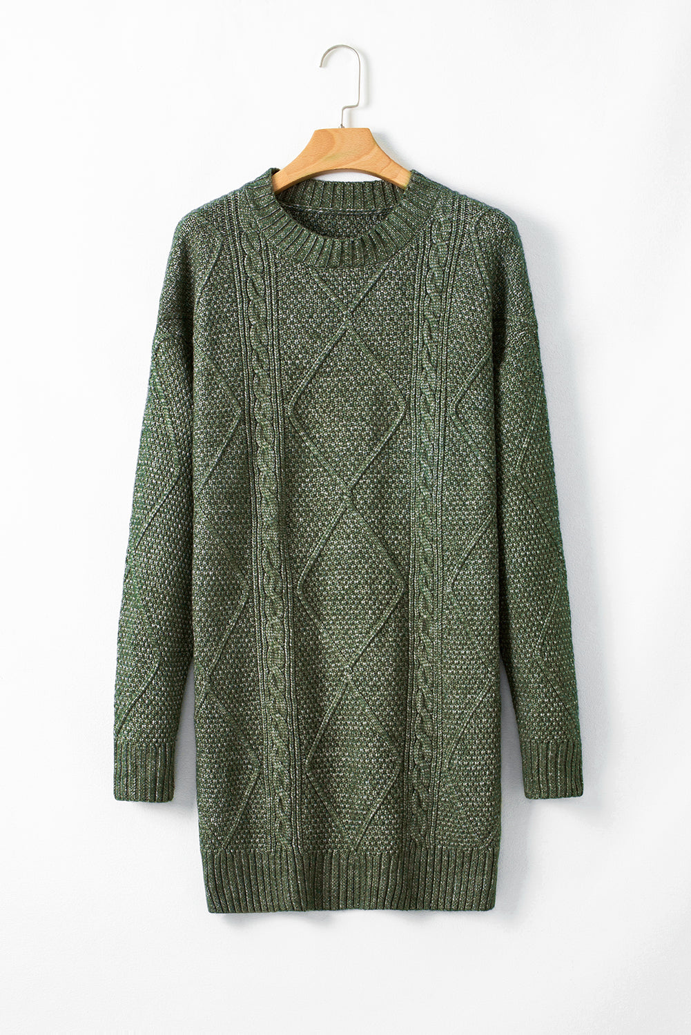 Vestido de punto de cable holgado con hombros caídos Parchment Twist
