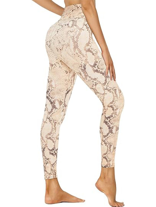 Leggings capri de tiro alto – Pantalones de entrenamiento con estampado de serpiente