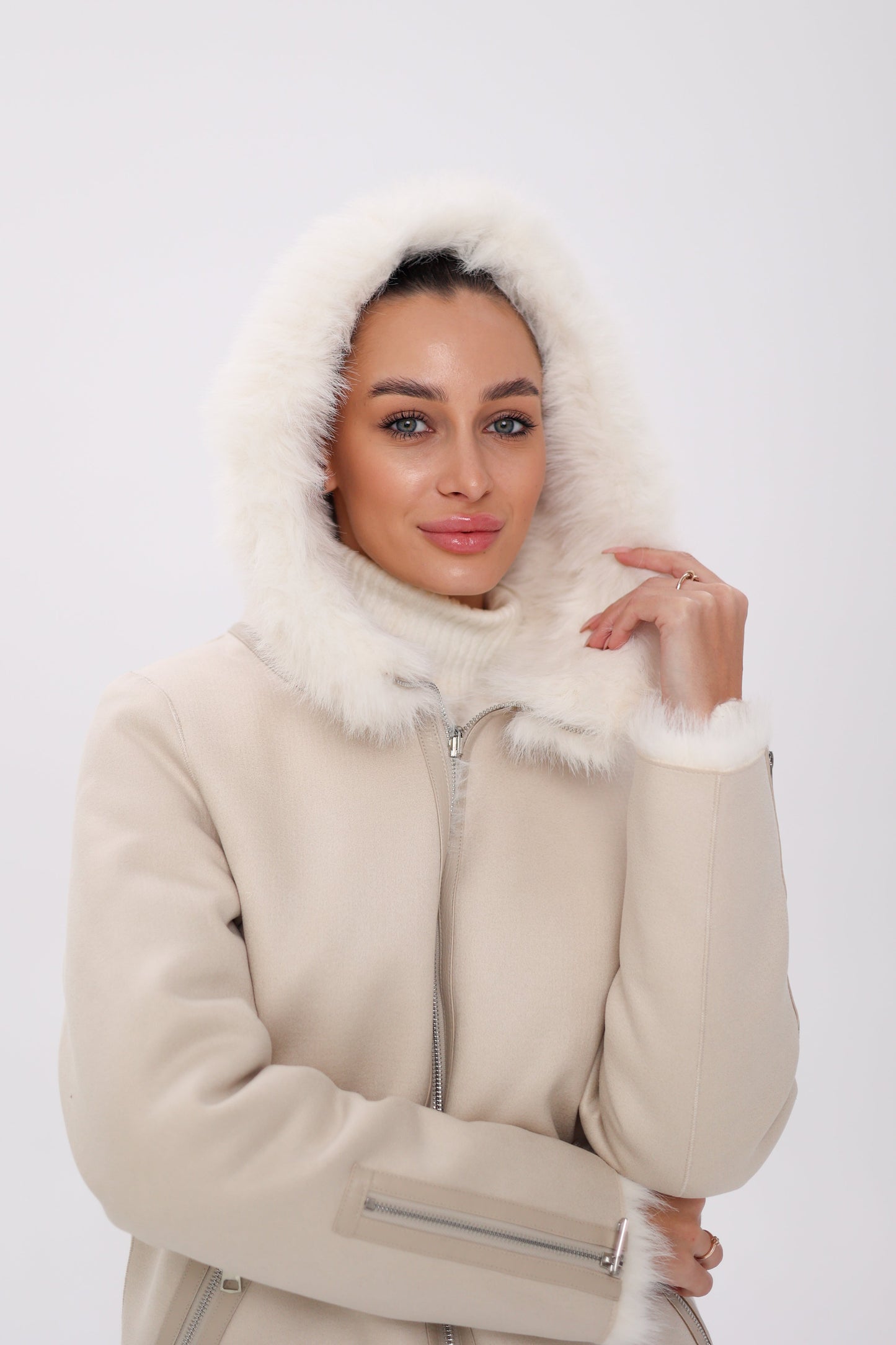⇆ Chaqueta Reversible con Capucha de Mezcla de Lana