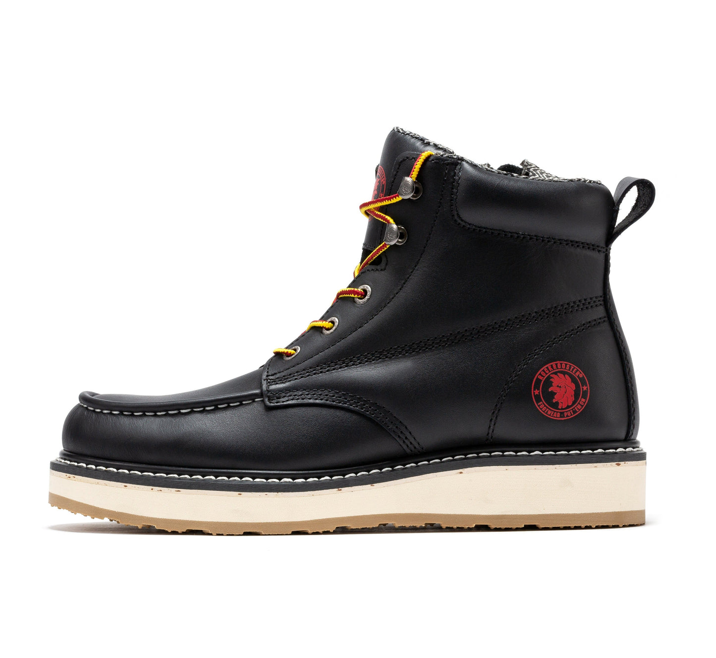ROCKROOSTER Magnolia Botas de trabajo para hombre de 6 pulgadas, negras, con puntera blanda y cremallera lateral, SAP310