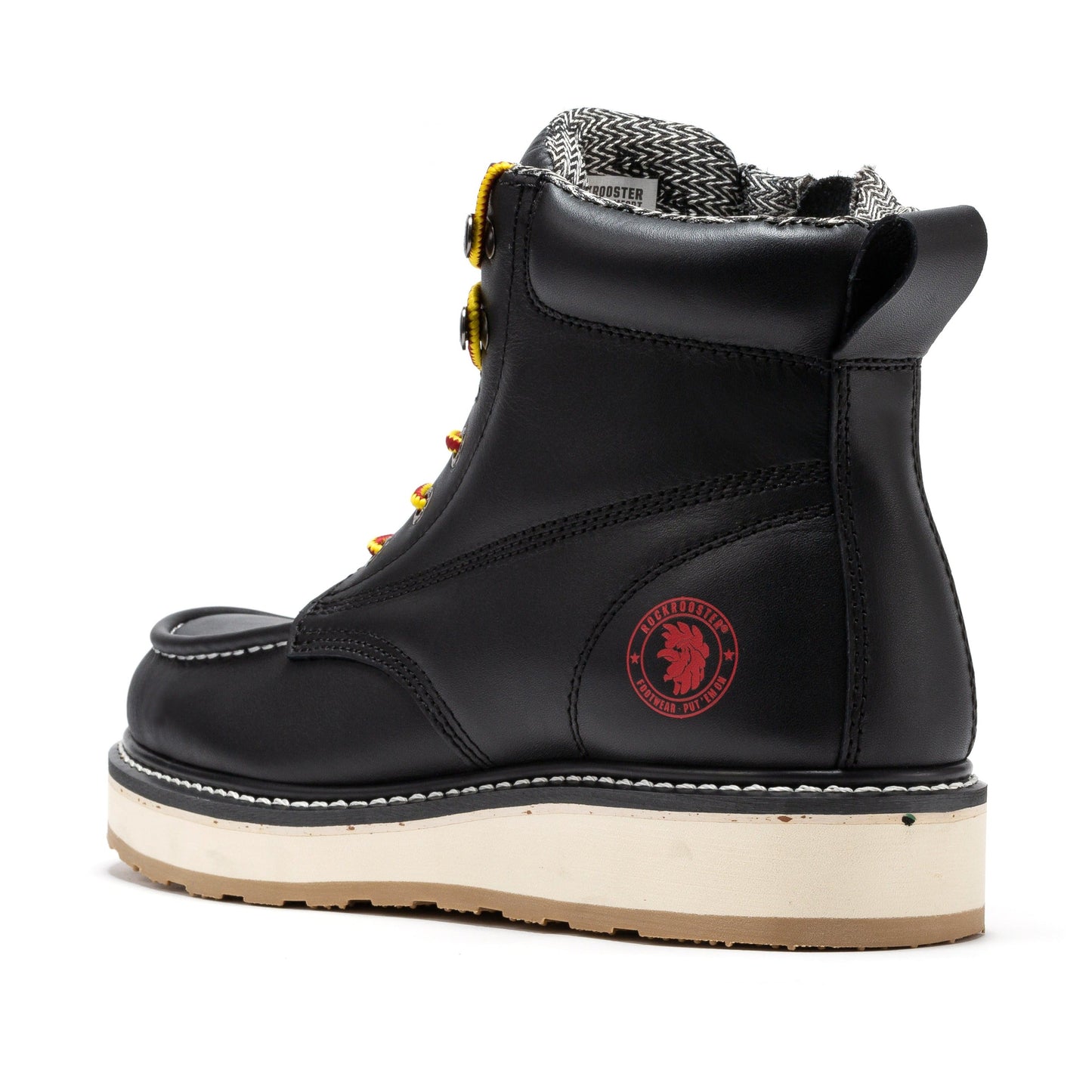 ROCKROOSTER Magnolia Botas de trabajo para hombre de 6 pulgadas, negras, con puntera blanda y cremallera lateral, SAP310