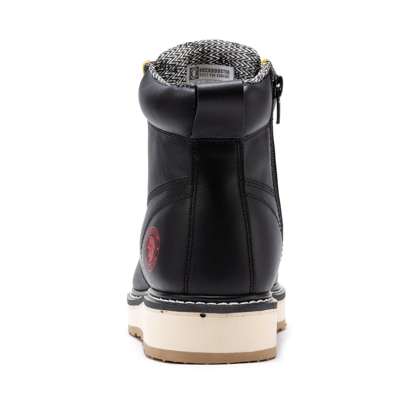 ROCKROOSTER Magnolia Botas de trabajo para hombre de 6 pulgadas, negras, con puntera blanda y cremallera lateral, SAP310
