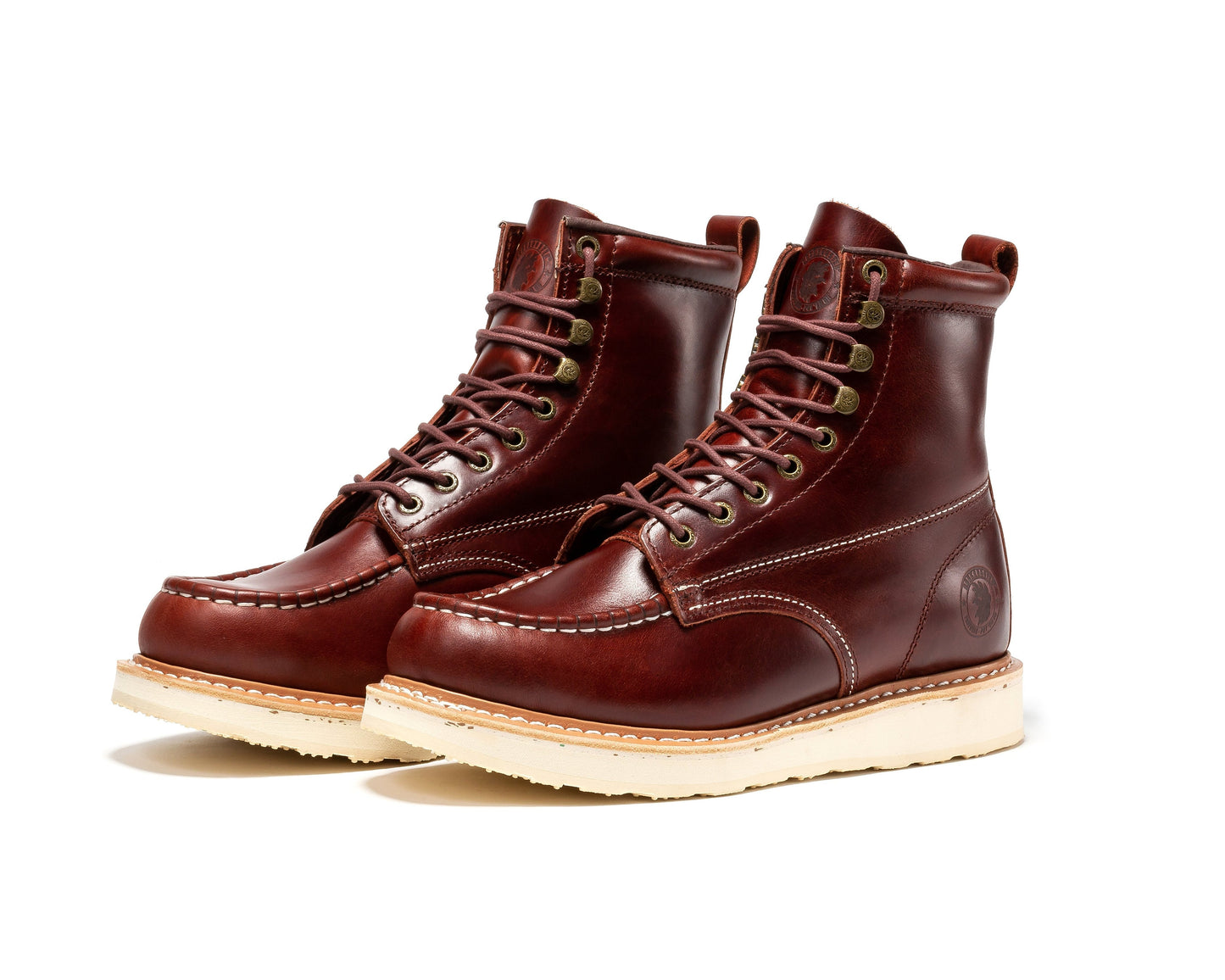 Botas de trabajo ROCKROOSTER Norwood Cherry Brown para hombre, 6 pulgadas, puntera blanda, cuña SAP600
