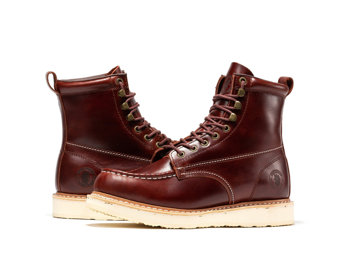 Botas de trabajo ROCKROOSTER Norwood Cherry Brown para hombre, 6 pulgadas, puntera blanda, cuña SAP600