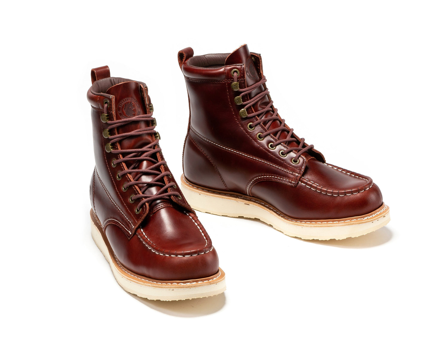 Botas de trabajo ROCKROOSTER Norwood Cherry Brown para hombre, 6 pulgadas, puntera blanda, cuña SAP600