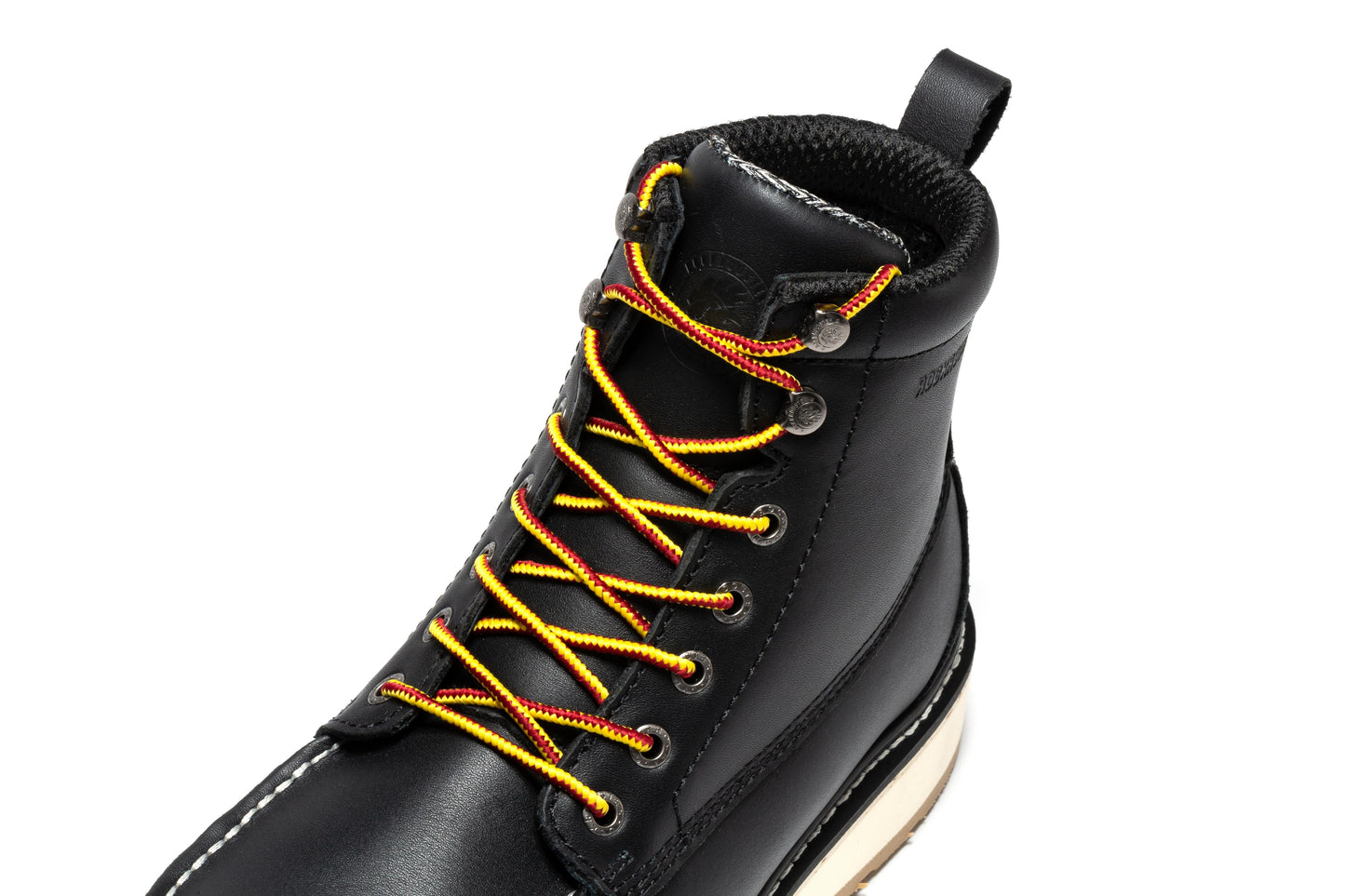 ROCKROOSTER Trinidad Botas de trabajo con puntera de acero y suela de cuña de 6 pulgadas para hombre, color negro, SAP2301