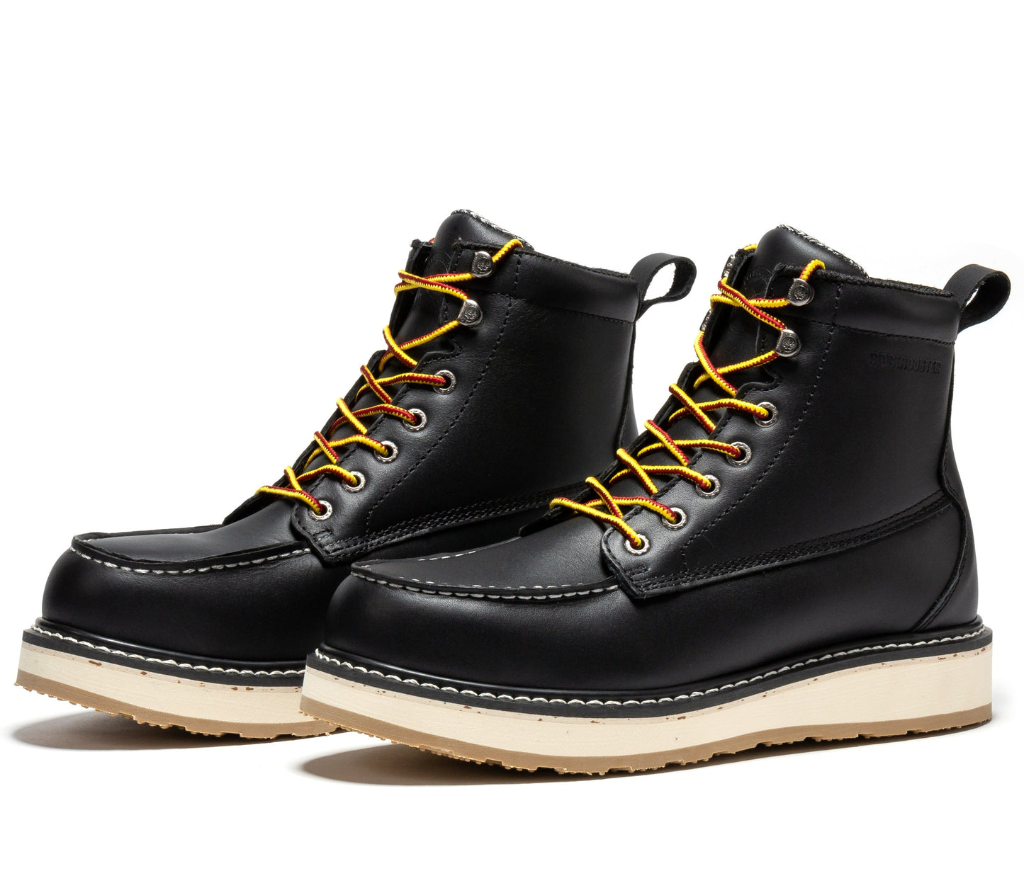 ROCKROOSTER Trinidad Botas de trabajo con puntera de acero y suela de cuña de 6 pulgadas para hombre, color negro, SAP2301