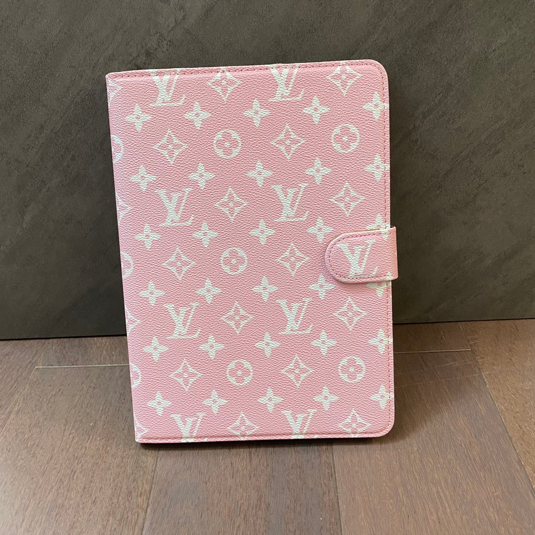 Funda para iPad Apple de cuero Monogram de lona de lujo con diseño temático de verano fresco