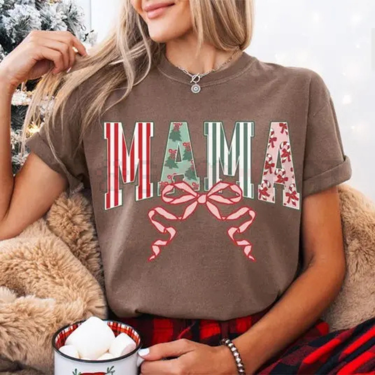 Retro Christmas Mama Comfort Colors T-Shirt
