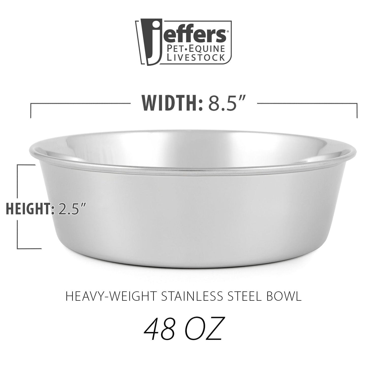 Tazones para mascotas de acero inoxidable de alta resistencia Jeffers – Duradero plato de comida y agua para mascotas, resistente a mordeduras, apto para lavavajillas