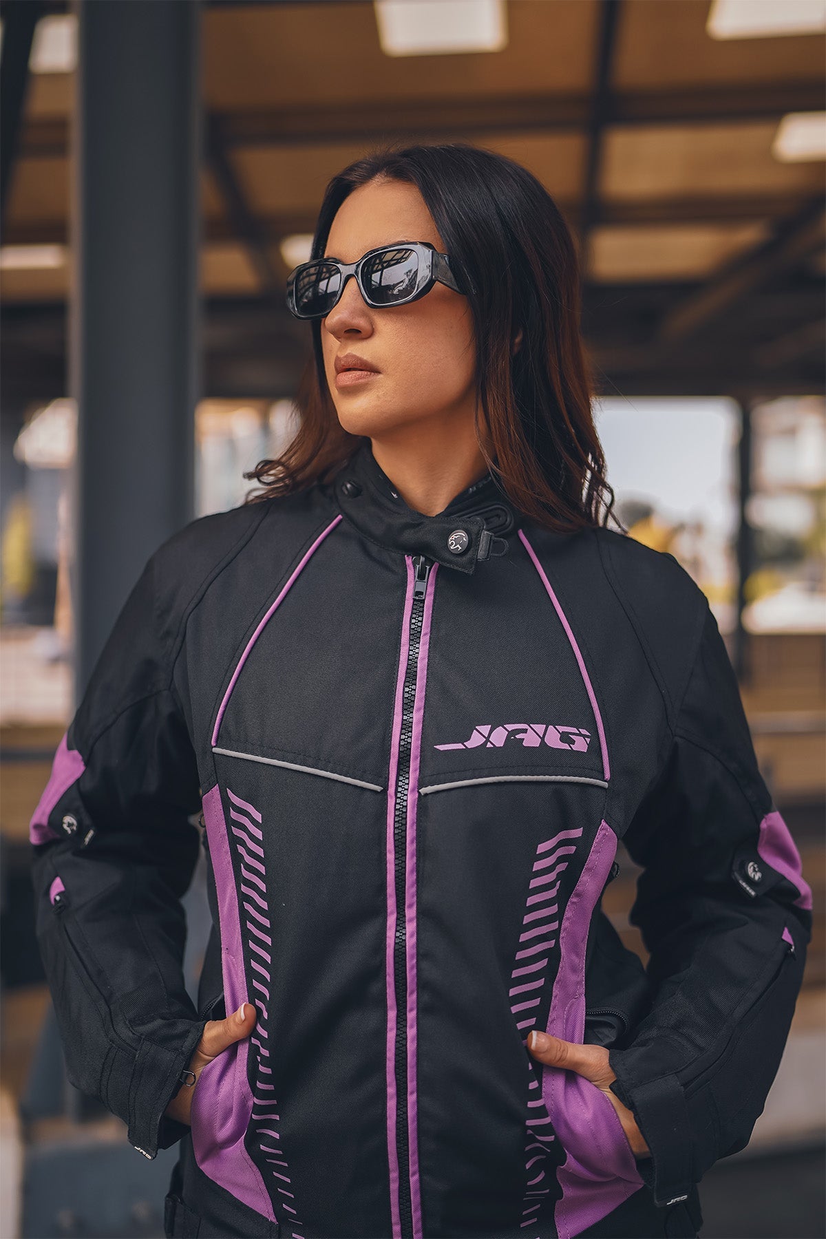 Chaqueta de Motociclista Diana para Mujer (Púrpura)
