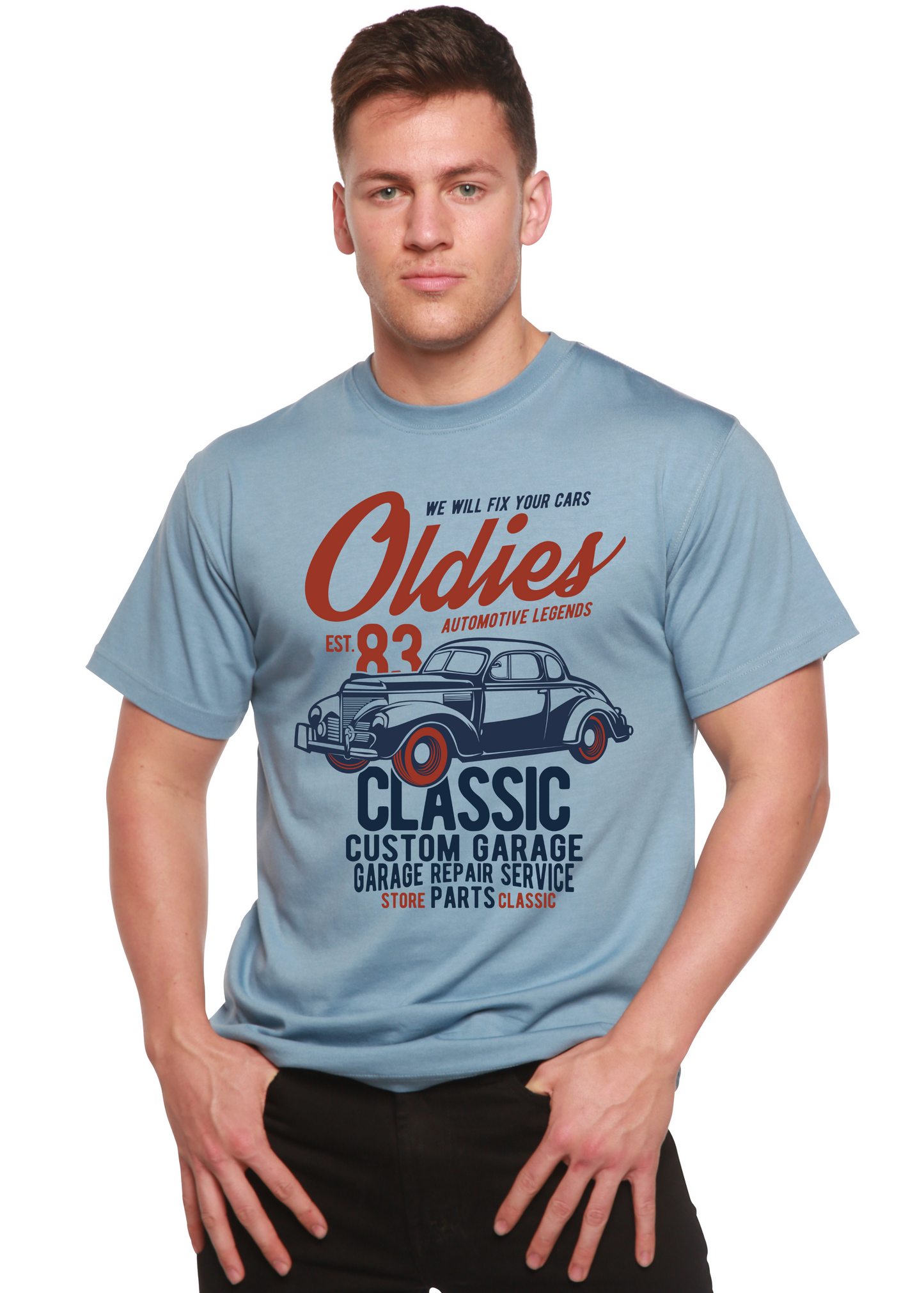 Camiseta gráfica de manga corta Oldies Spun Bamboo® de viscosa de bambú/algodón orgánico para hombre
