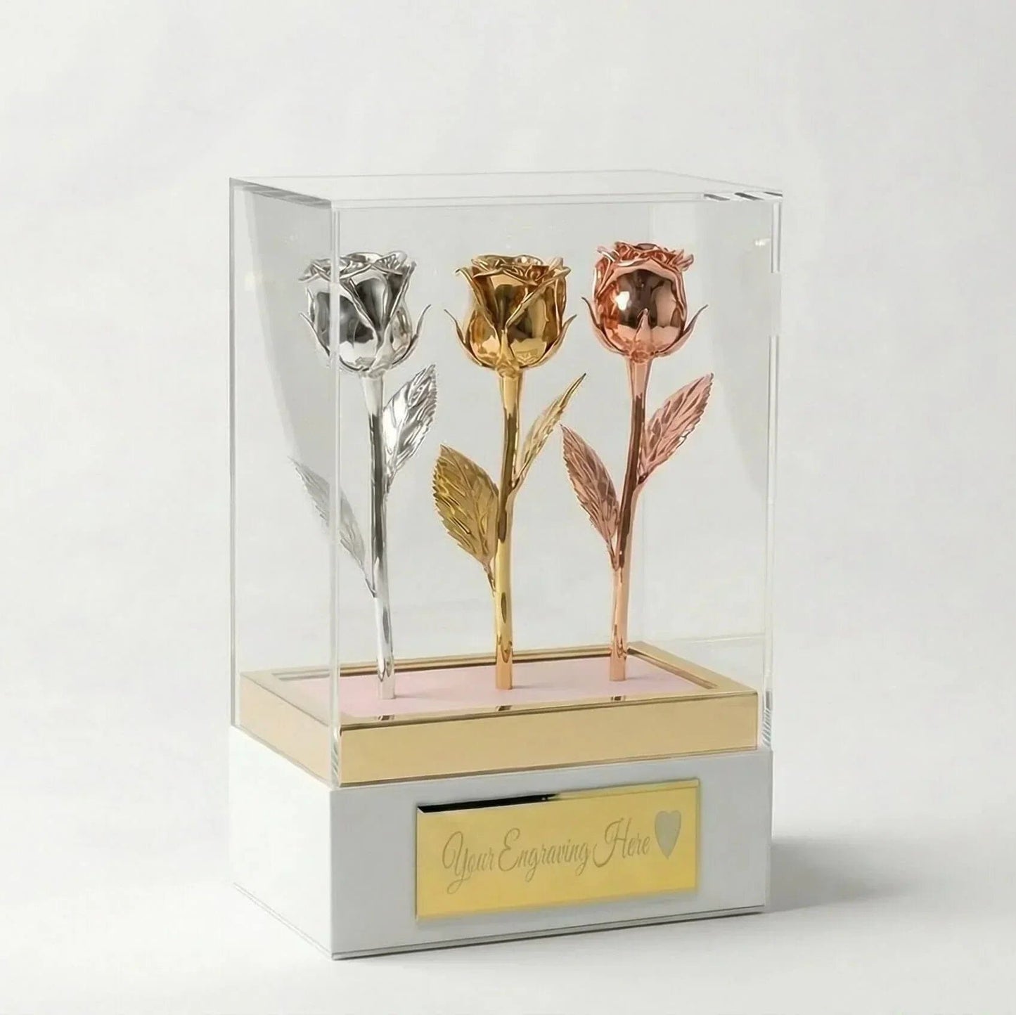 Acrylic Display 7" Rose with Personalized Engraving