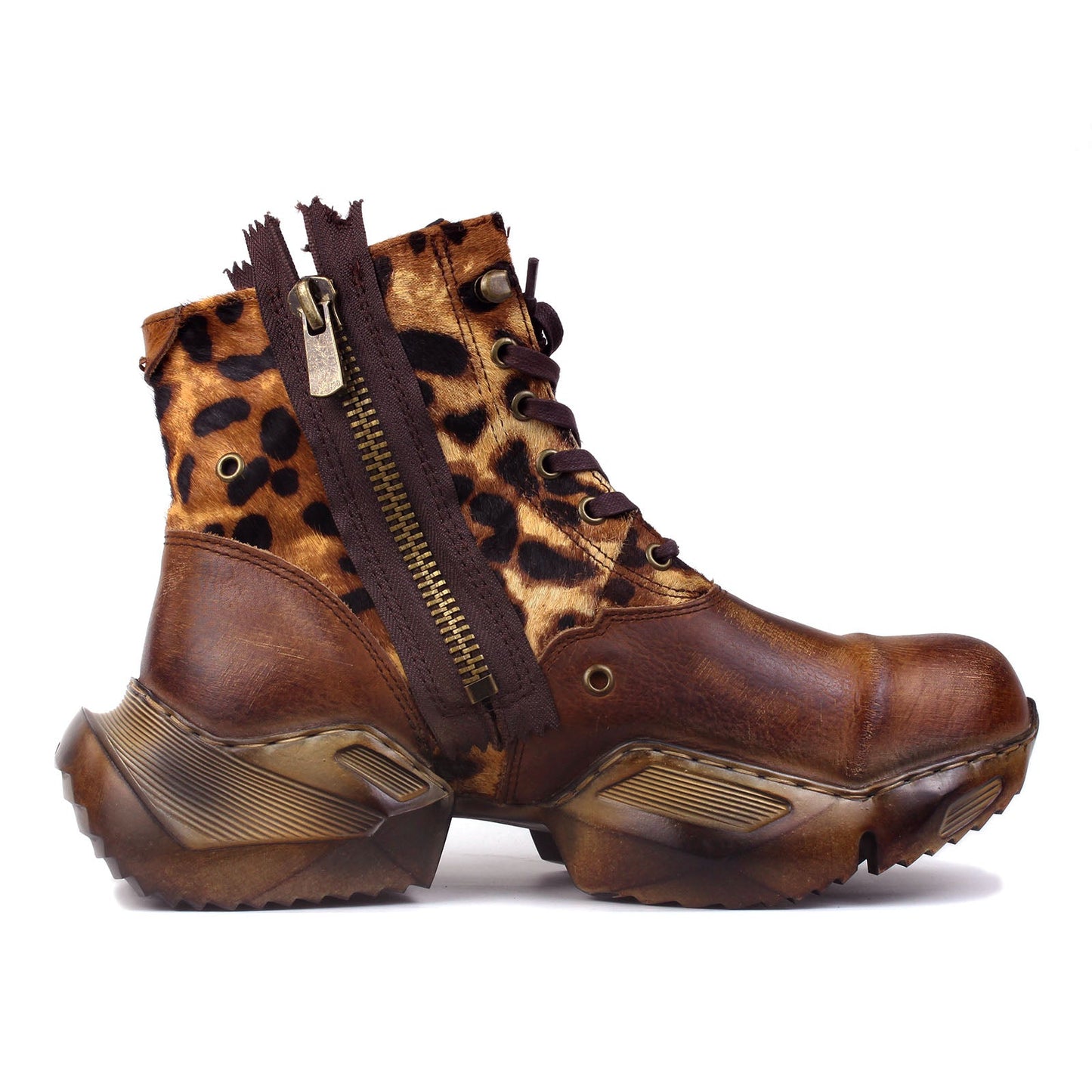 Botas de moto de cuero atléticas para hombre OS-5008-S-8-Leopardo