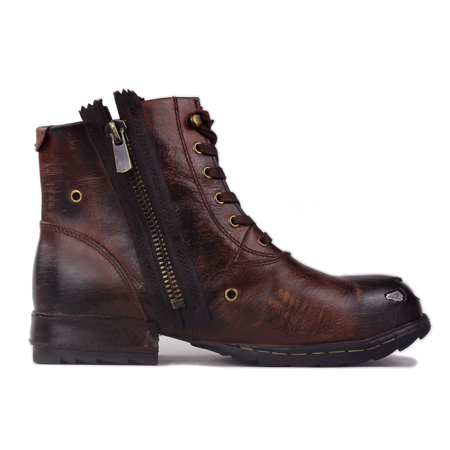 Botines de cuero para hombre OS-5008-8-Metal Brown