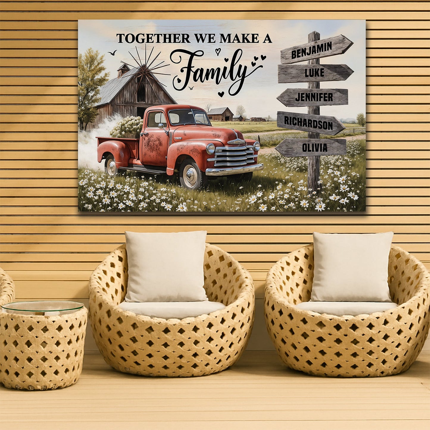 Personalized Family Farmhouse Old Truck Wall Art
