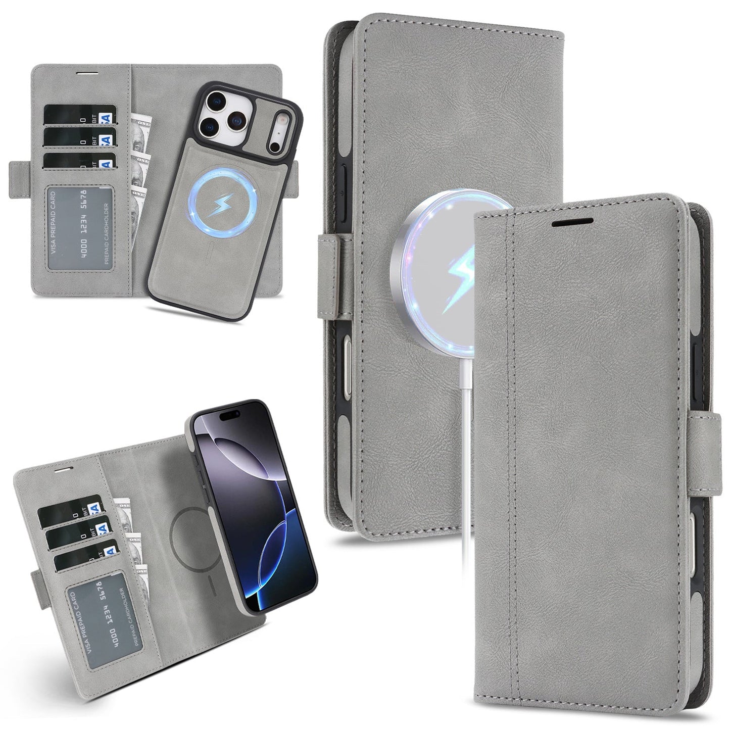 Wireless Charging Magnetic Leather Phone Case