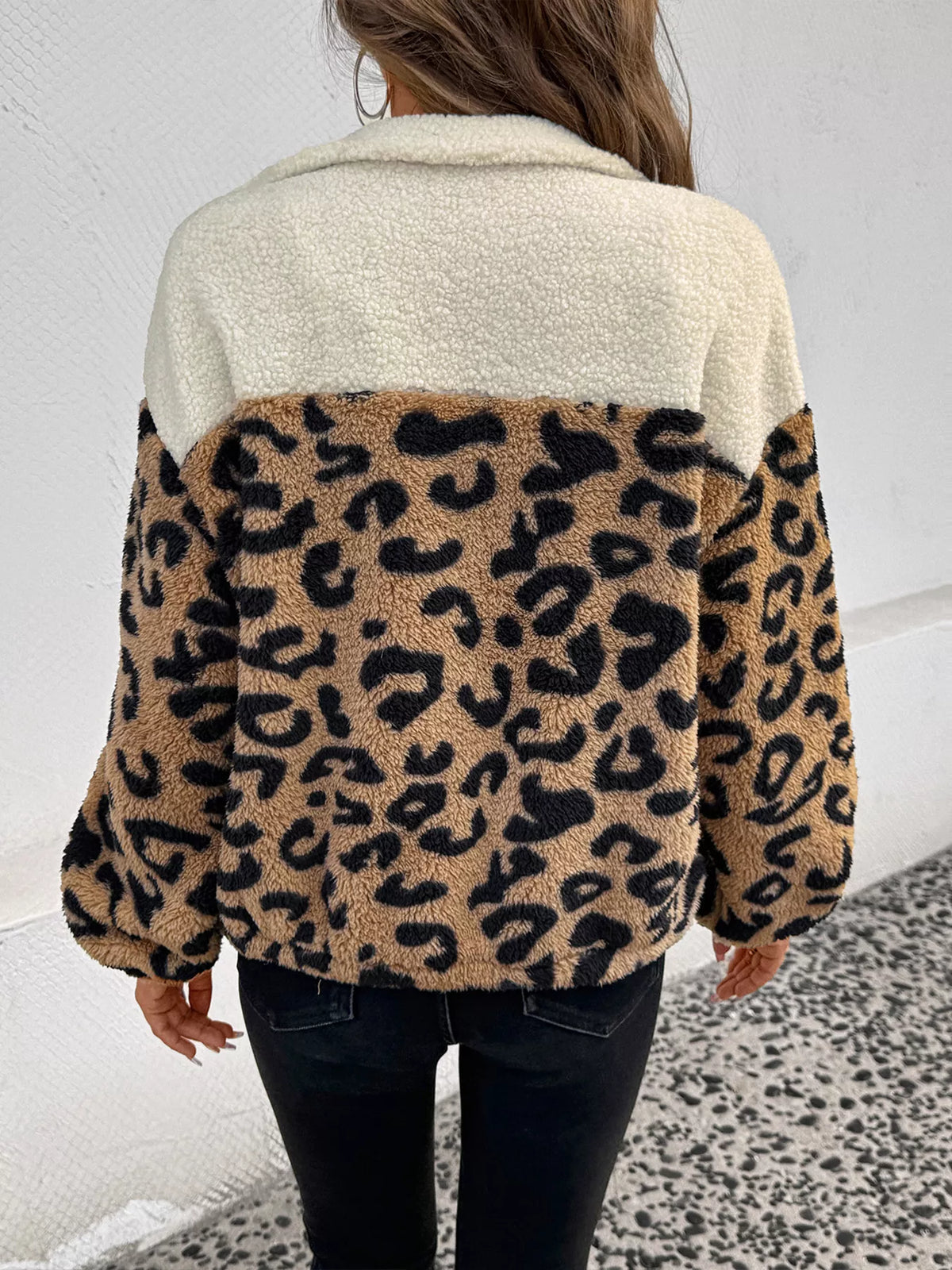 Leopard Zip Up Fleece Jacket