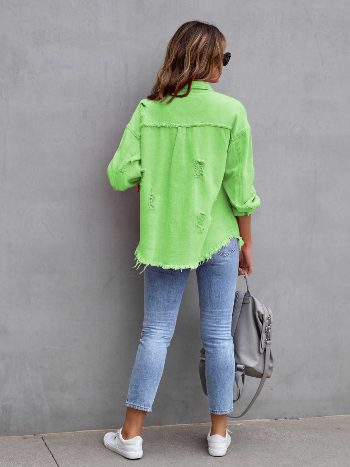 Chaqueta de mezclilla oversize con efecto desgastado