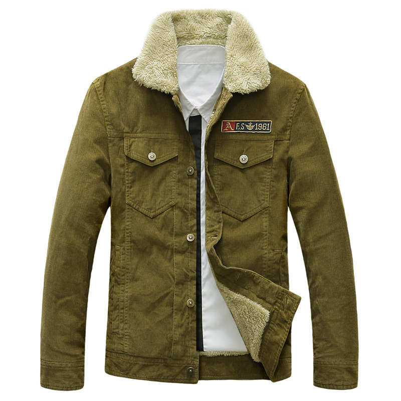 Men's Corduroy Jacket with Fleece Lining (Plus Size)