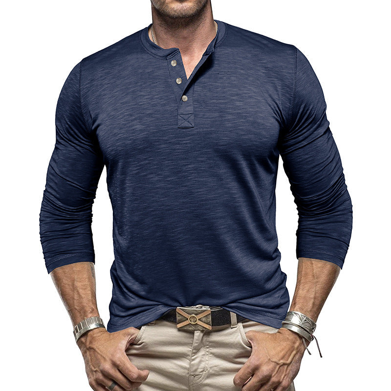 Men's Long Sleeve Henry Collar T-shirt