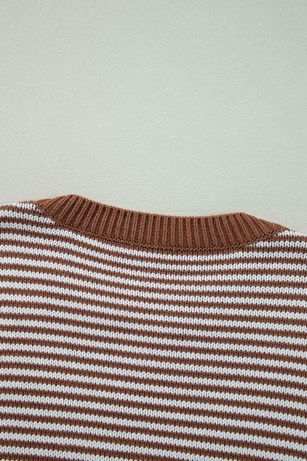 Cotton Blend Striped Sweater | Love Salve Brown