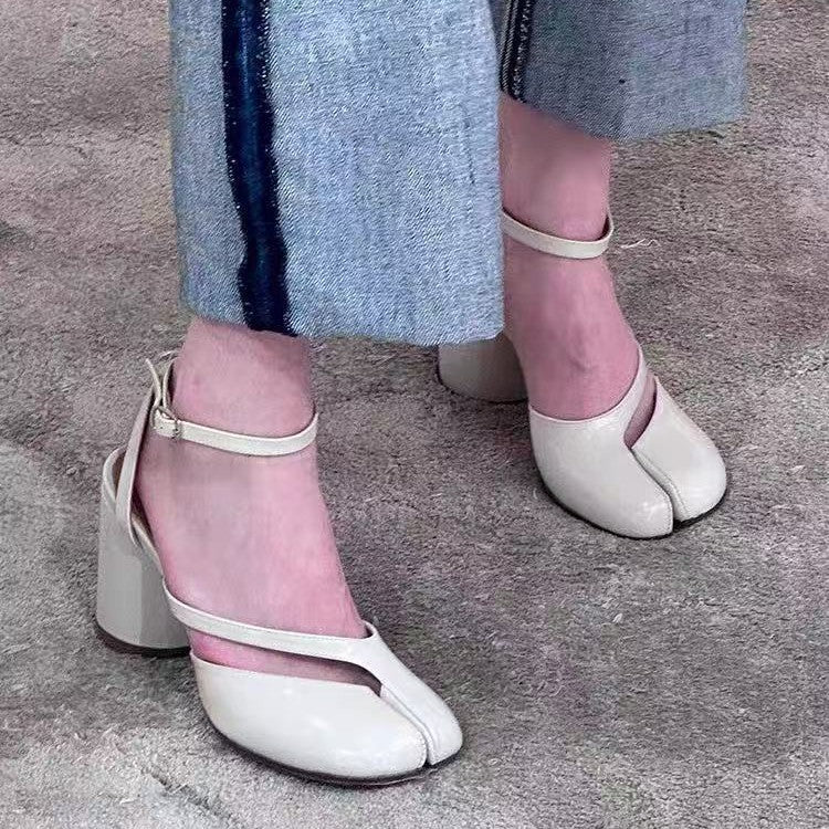 Split-Toe Block Heel Pumps