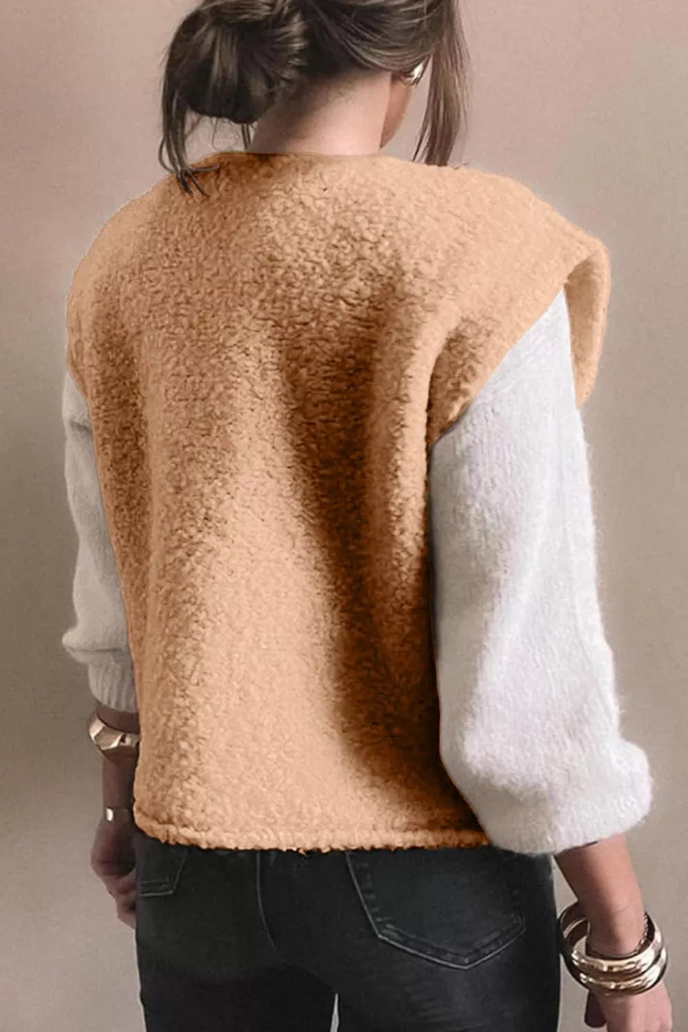 Fleece Button-Down Vest Coat