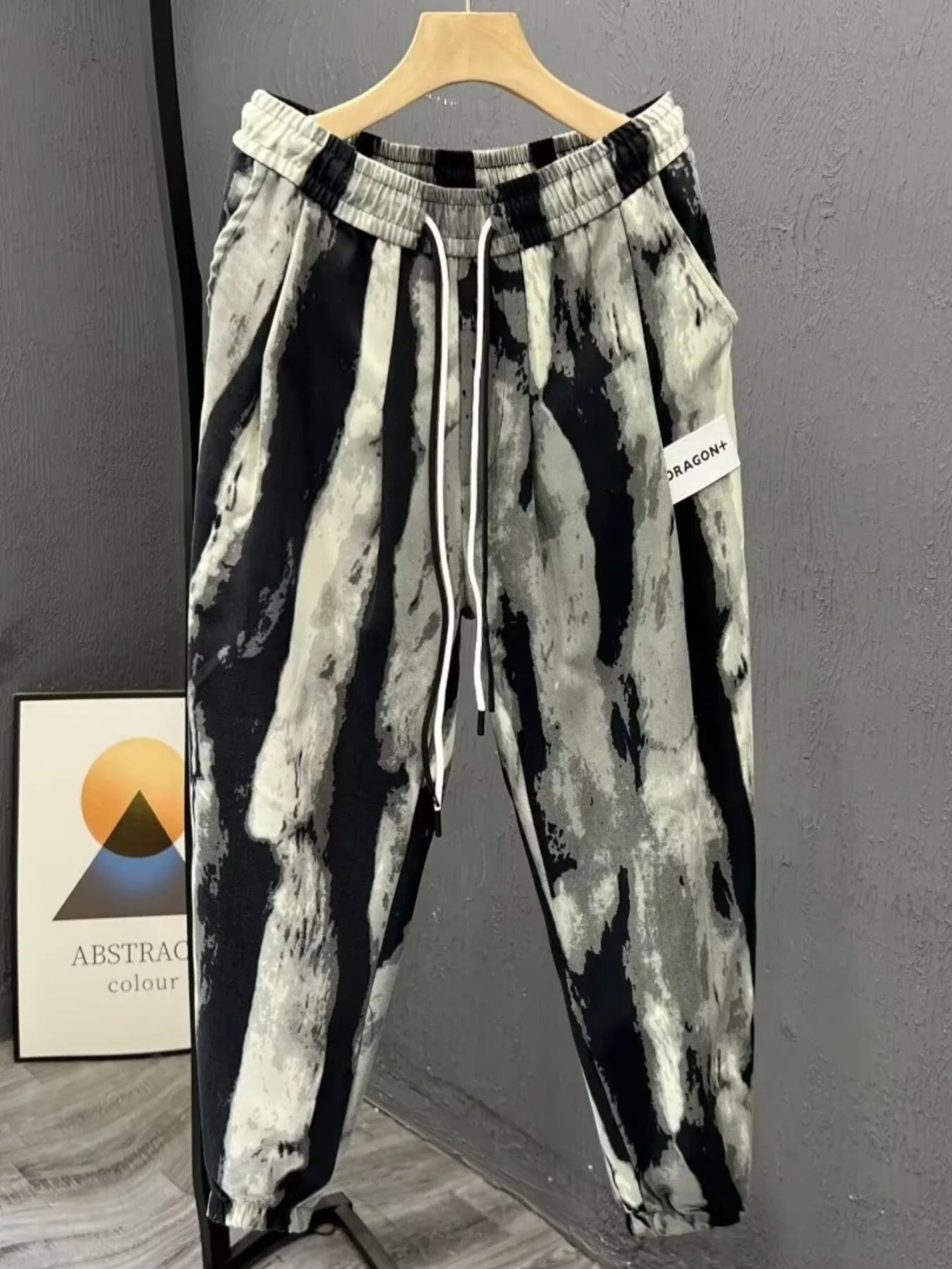 Pantalones deportivos para hombre de talla grande con cordón y bolsillos