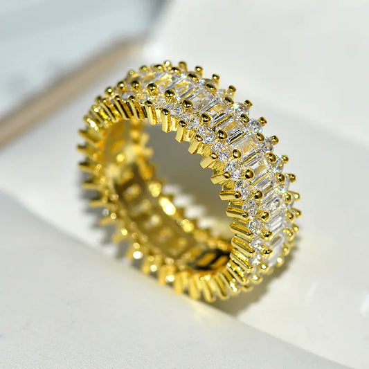Gold Encrusted Zircon Ring Decoration