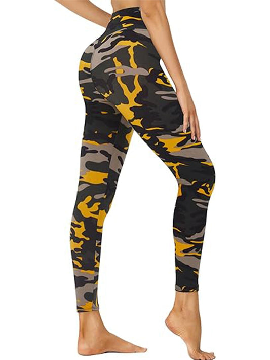 Leggings Cortos de Cintura Alta – Pantalones de Entrenamiento Estampado Camuflaje