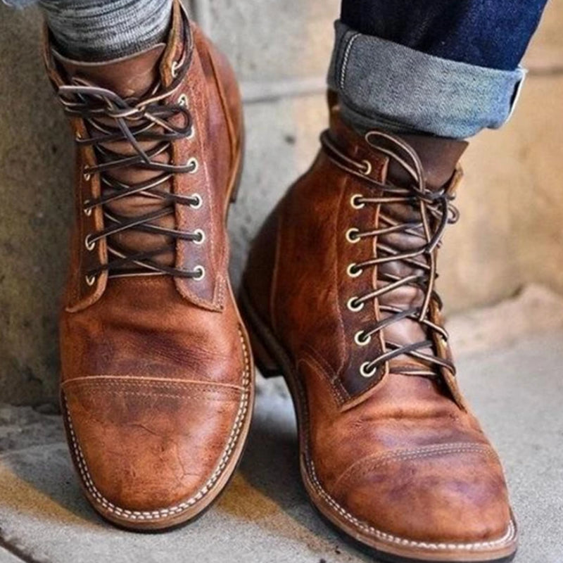 European And American Extended-Size Lace-Up Low Boots