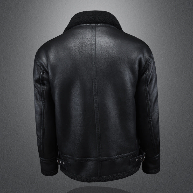 Plus-size Casual Leather-and-fur Jacket