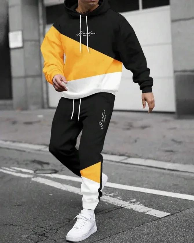 Men's Fashion Trendy Casual All-matching Hooded Sweatshirt And Sweatpants Suit