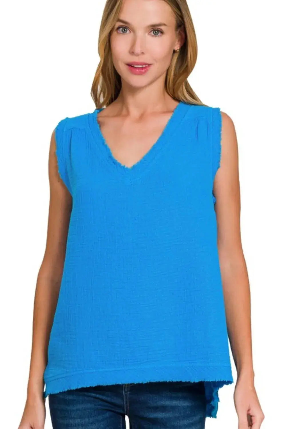 Women's Tank Tops Gauze Tank Top - Lightweight USA Made - Casual V-Neck