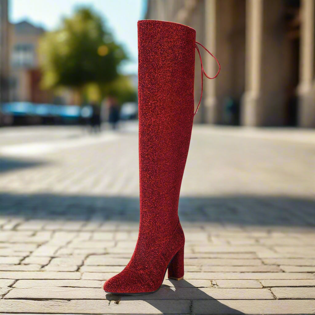 Botas Largas de Tacón Grueso por Encima de la Rodilla de Talla Grande para Mujer – Plataforma para Discoteca