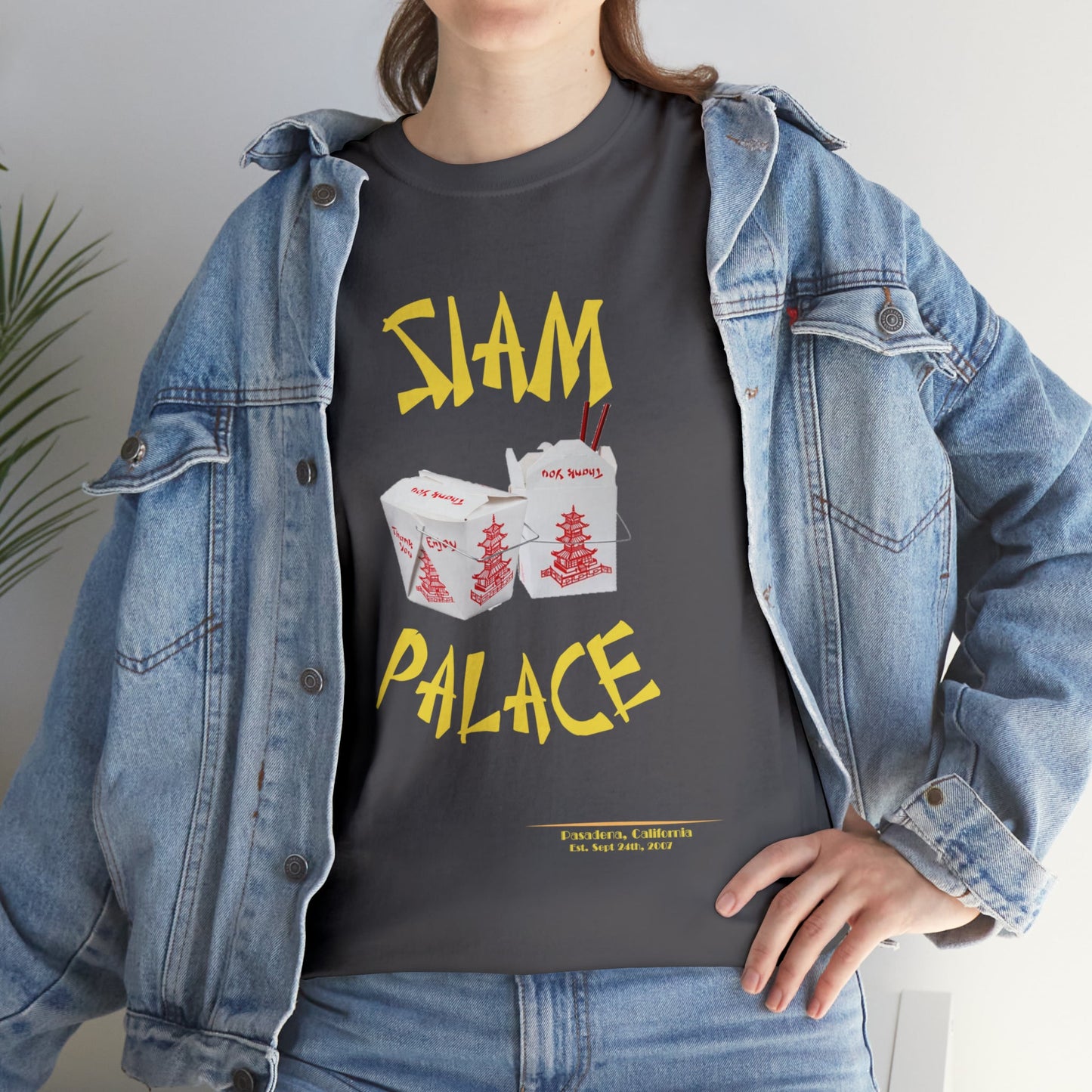 "DirkyThreadz Siam Palace T-Shirt - Bold Takeout Graphic Design in Black Cotton"