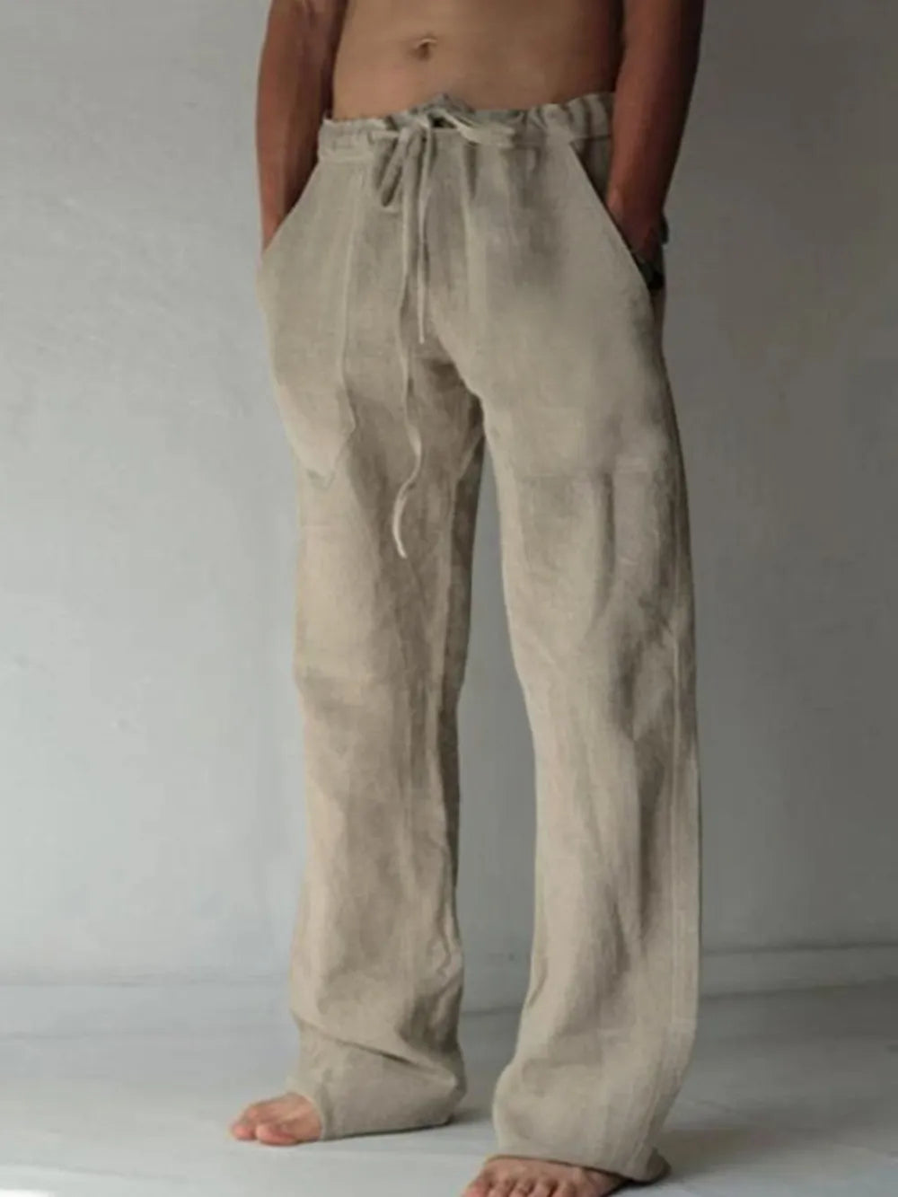 Pantalones de hombre de talla grande con cordón y corte holgado