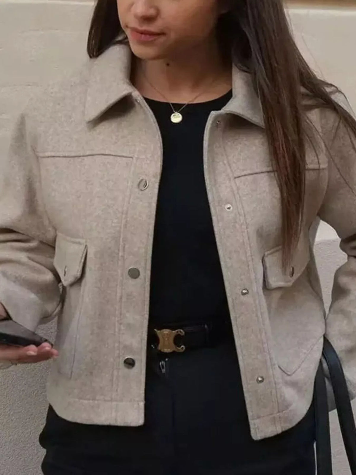 Snap Down Long Sleeve Jacket