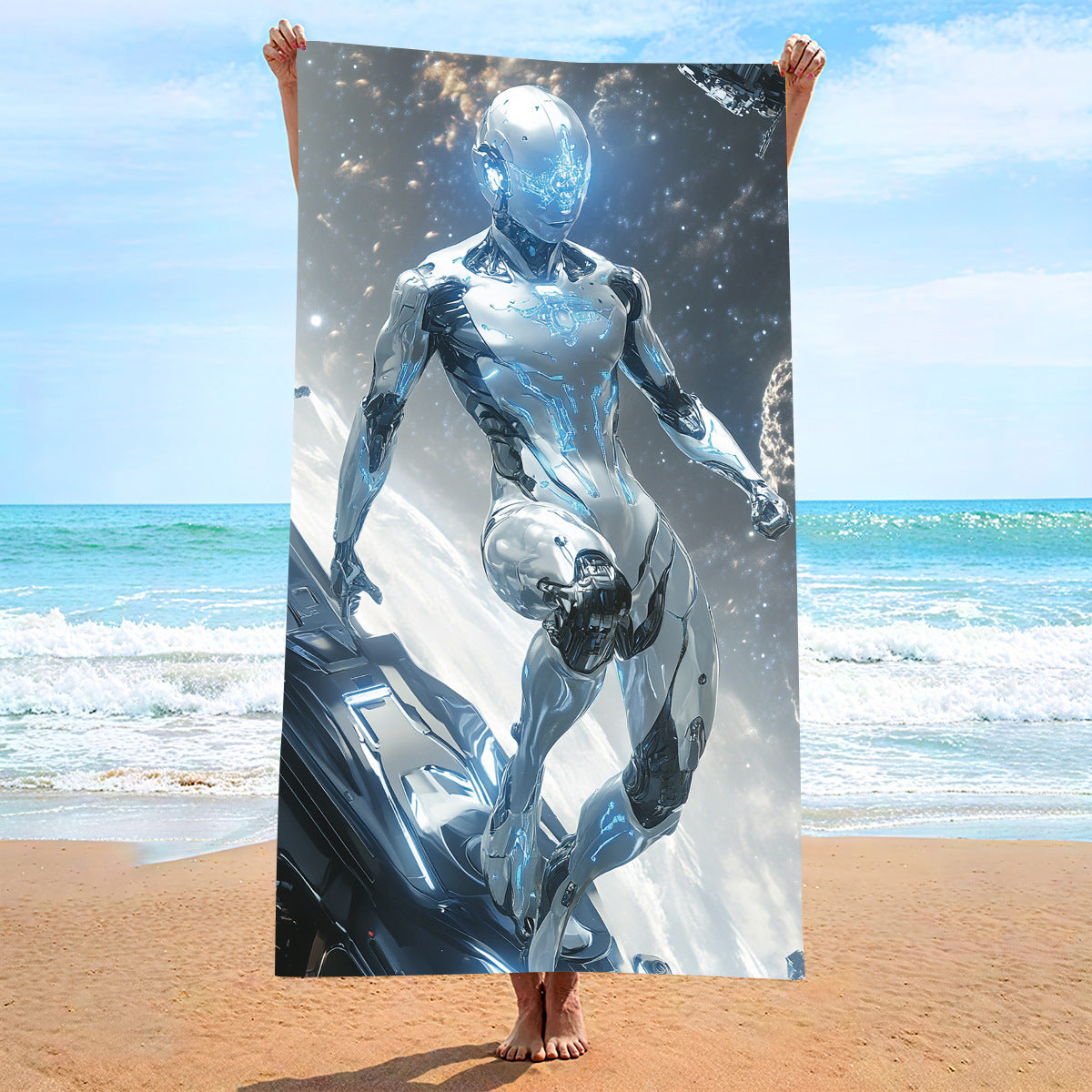 Moisture Absorption Quick-drying And Soft Skin-friendly Double-sided Velvet Beach Towel Polyester Brocade