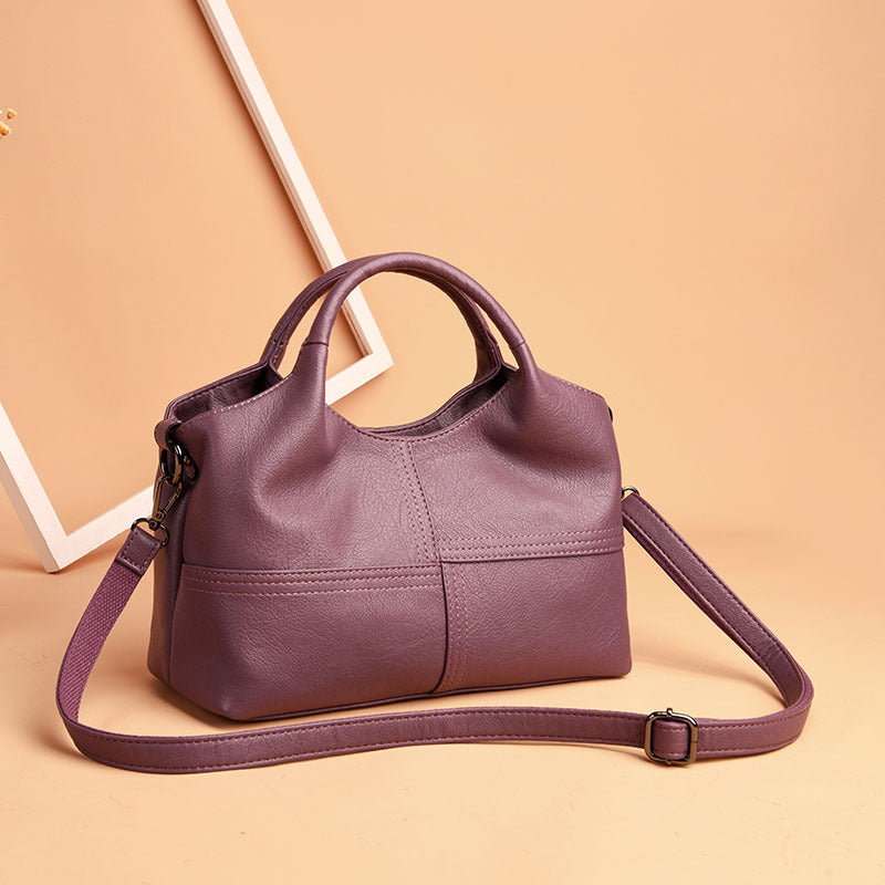 Lightweight Splicing Soft Leather Large Capacity Bag