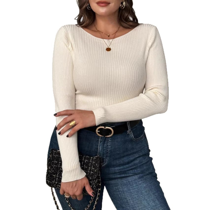 Womens Striped Long Sleeve Sweater