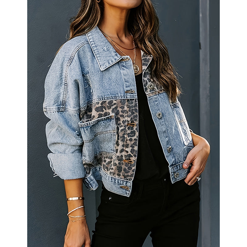 Chaqueta vaquera corta desgastada para mujer